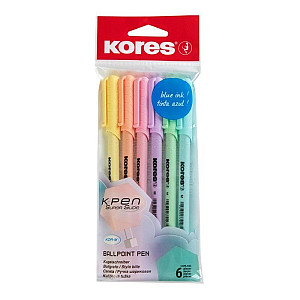 Kores K0 Sada kuličkových per v pastelových barvách 6 ks