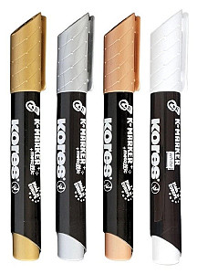 Kores kreativní popisovač K-Marker Creative set 4 ks, 3 metalické barvy + 1 bílá
