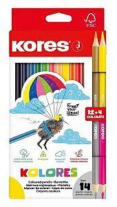 Kores pastelky Kolores SET 14 ks, 12 + 4 barvy