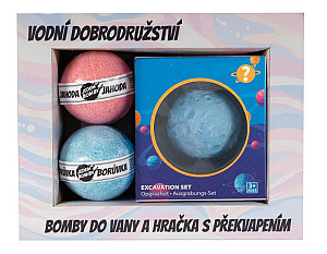 Kosmetická sada pro děti (2x šumivá bomba, hračka - sádrová planeta)