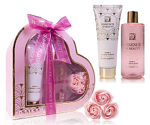 Koupelnový set Essence of Beauty v dárkovém balení ve tvaru srdce