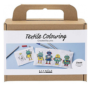 Kreativní sada Malování na textil penál & peněženka Robot