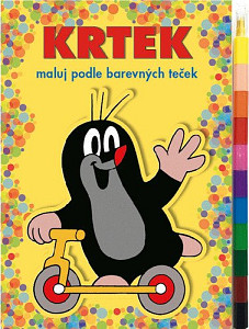 Krtek - Maluj podle barevných teček + maxi voskovky