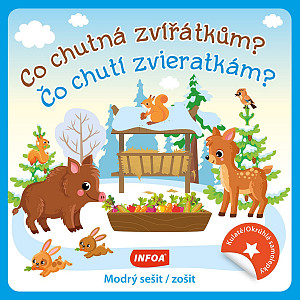 Kulaté samolepky Co chutná zvířátkům? / Co chutí zvieratkám? - modrý sešit / zošit