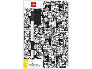 LEGO Stationery Zápisník A5 s černým perem - Minifigure Brick