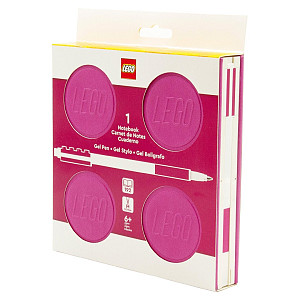 LEGO Zápisník s gelovým perem jako klipem a náhradní náplní - fialový