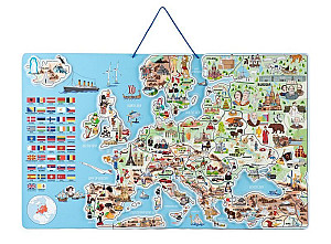 Magnetická mapa Evropy - společenská hra 3v1 AJ