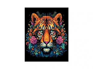 Malování na plátno Tygr v květinách 40x50 cm