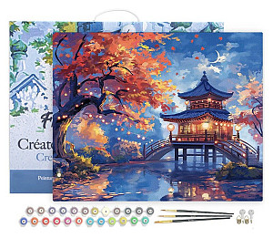 Malování podle čísel - Pagoda Za Podzimní Noci na rámu 40x50cm