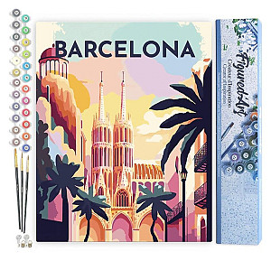 Malování podle čísel - Vintage Barcelona bez rámu 40x50cm
