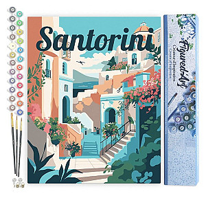 Malování podle čísel - Vintage Rozkvetlé Santorini bez rámu 40x50cm