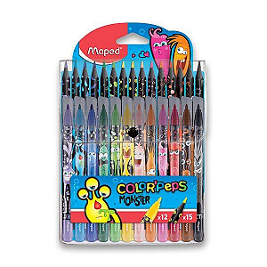 Maped Sada Color´ Peps Monster Fixy 12ks + 15ks pastelek