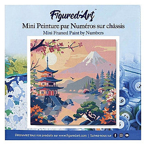Mini malování podle čísel - Pagoda Pod Fuji 25x25cm na rámu