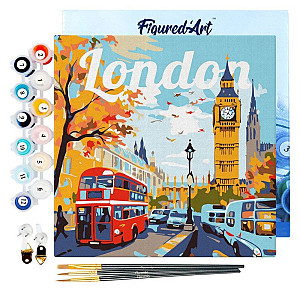 Mini malování podle čísel - Travel poster London 20x20cm na rámu