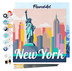 Mini malování podle čísel - Travel Poster New York Socha Svobody 20x20cm na rámu