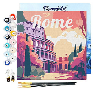 Mini malování podle čísel - Travel poster Rome 20x20cm na rámu