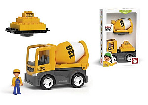 MULTIGO BUILD 2+1 - Auto s Igráčkem, domíchávač, stavební deska, kostky