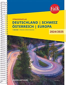 Německo, Rakousko, Švýcarsko 2024/2025 / autoatlas Falk (spirála) 1:300 000