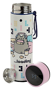 Nerezová termoláhev s digitálním teploměrem 450 ml Pusheen