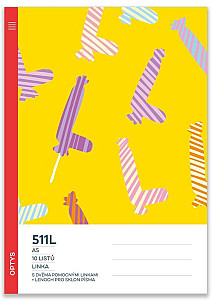 Optys Školní sešit 511L s dvěma pomocnými linkami 20 mm a s lenochem pro sklon písma - písmena