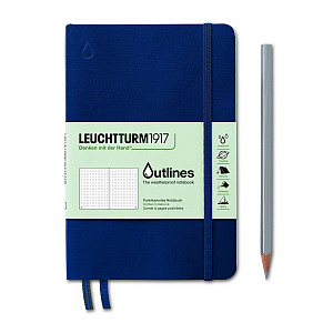 Outlines Notebook (B6+) Navy Blue tečkovaný
