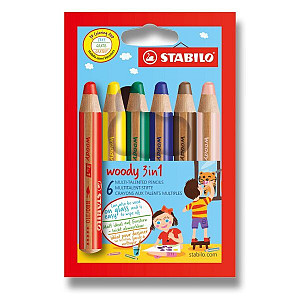 Pastelka STABILO Woody 3v1 sada 6 ks v pouzdru