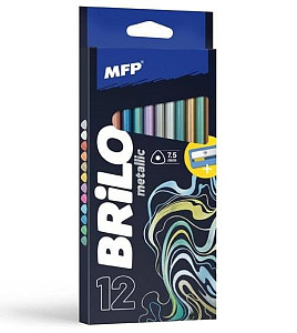 Pastelky BRILO metalické triangular s ořezávátkem - 12 ks