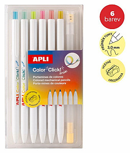 Pastelky stiskací duhové Color Click 6ks, vč. Ořezávátka