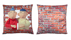 Pat a Mat - Polštář oboustranný 30x30 cm / zeď