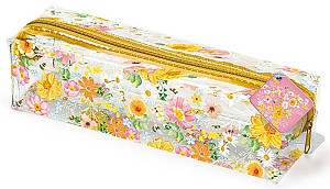 Penál průhledný s barevným potiskem květiny