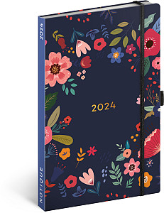 Týdenní diář Květiny v modrém 2024, 13 × 21 cm