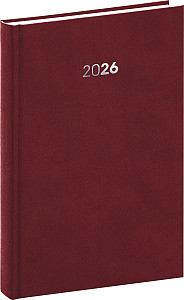 Diář 2026: Balakon - bordó, denní, 15 x 21 cm