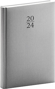 Denní diář Capys 2024, stříbrný, 15 × 21 cm