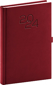 Denní diář Vivella Classic 2024, vínový, 15 × 21 cm