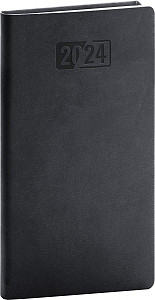 Kapesní diář Aprint 2024, černý, 9 × 15,5 cm