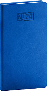 Kapesní diář Aprint 2024, modrý, 9 × 15,5 cm