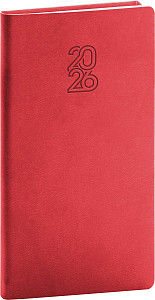 Diář 2026: Aprint - červený, kapesní, 9 x 15,5 cm