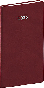 Diář 2026: Balakon - bordó, kapesní, 9 x 15,5 cm