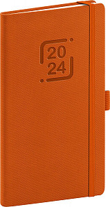 Kapesní diář Catanella 2024, oranžový, 9 × 15,5 cm