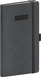 Kapesní diář Diario 2024, šedý, 9 × 15,5 cm