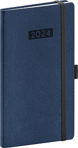 Kapesní diář Diario 2024, tmavě modrý, 9 × 15,5 cm