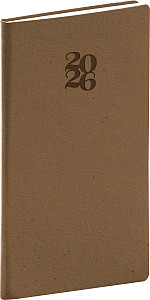Diář 2026: Essenza - oříšek, kapesní, 9 x 15,5 cm