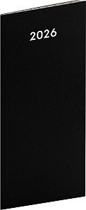 NOTIQUE Kapesní diář Černý 2026, plánovací měsíční, 8 x 18 cm