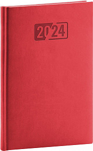 Týdenní diář Aprint 2024, červený, 15 × 21 cm