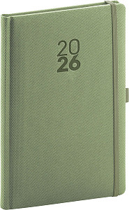 Diář 2026: Diamante - olivový, týdenní, 15 x 21 cm