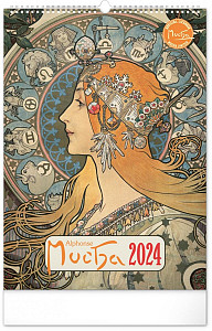 Nástěnný kalendář Alfons Mucha 2024, 33 × 46 cm