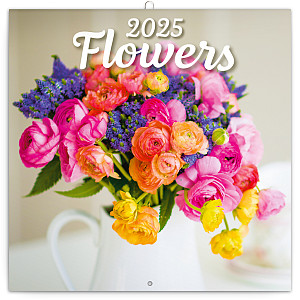 Poznámkový kalendář Květiny 2025, 30 × 30 cm