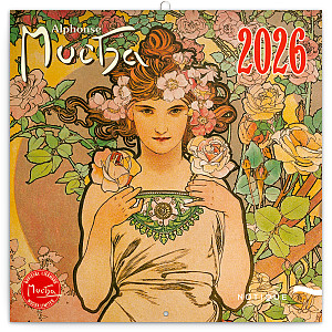 NOTIQUE Poznámkový kalendář Alfons Mucha 2026, 30 x 30 cm