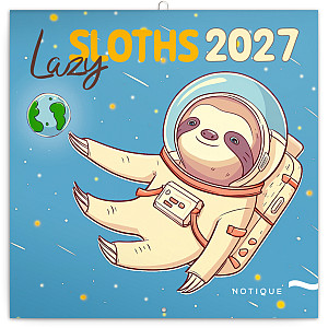 Kalendář 2027 poznámkový: Pohodoví lenochodi, 30 x 30 cm