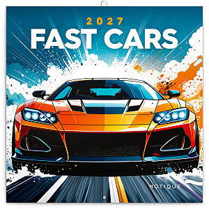 NOTIQUE Grid calendar Fast Cars 2027, 30 x 30 cm